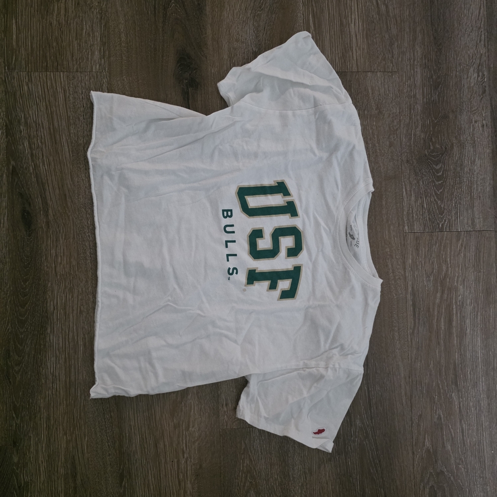 League White and Green USF Bulls Kids Tee